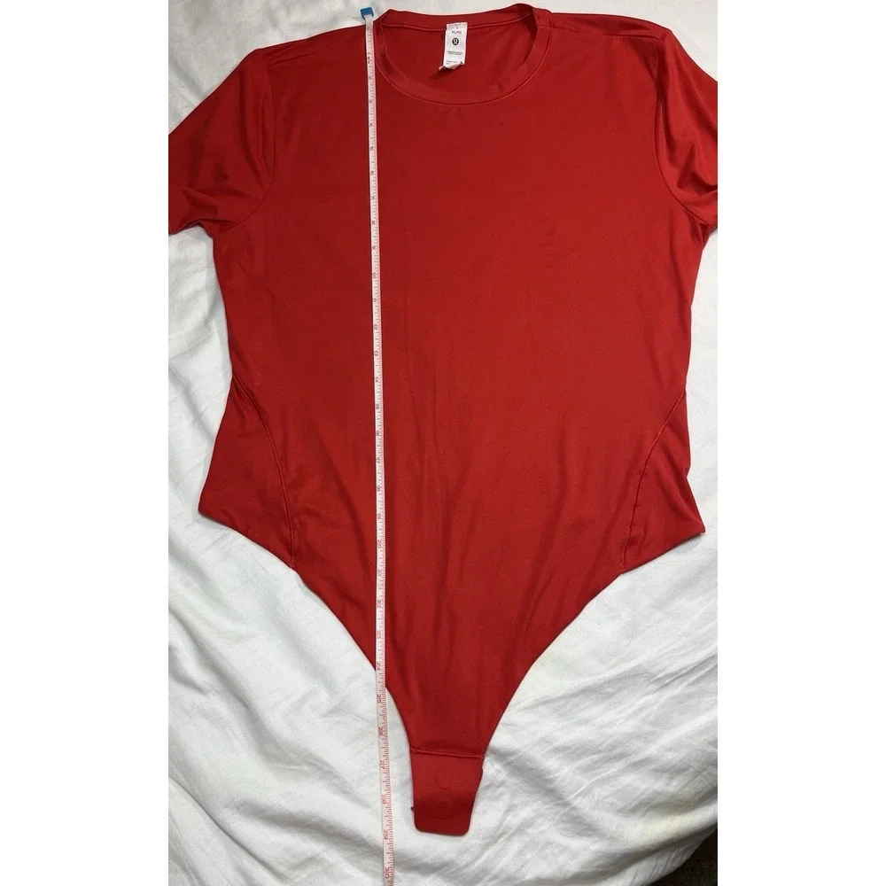 Lululemon Wundermost Nulu Short Sleeve Crew Thong Bodysuit Red XL 14